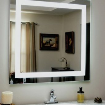 Backlit Square Bathroom Mirror with LED Border | Luxe Mirrors
