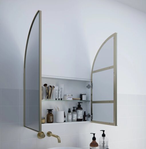 Amir Arch Mirror Cabinet Satin Brass